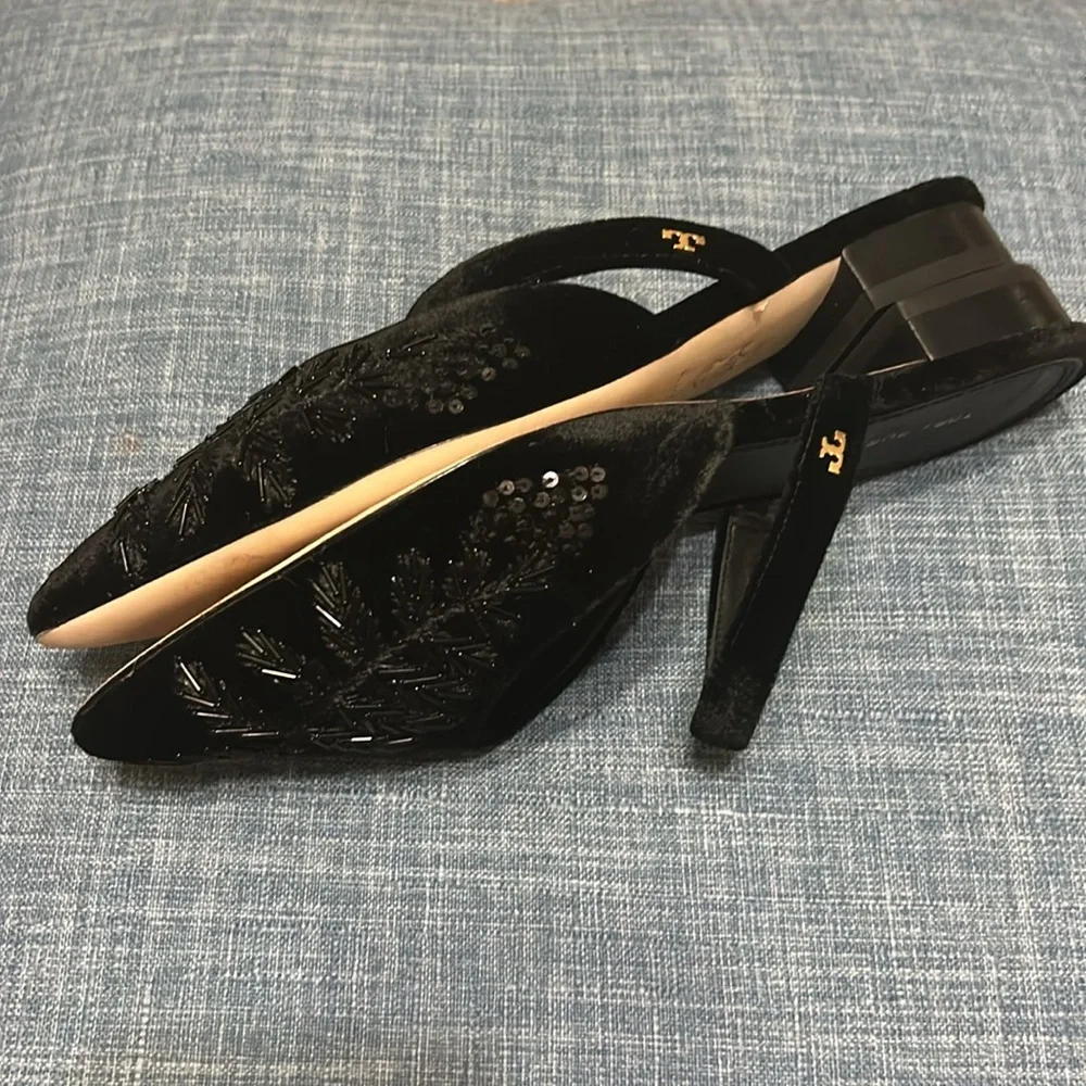 Tory Burch, VELVET DRESS FLAT IN BLACK, US 6, NWOT